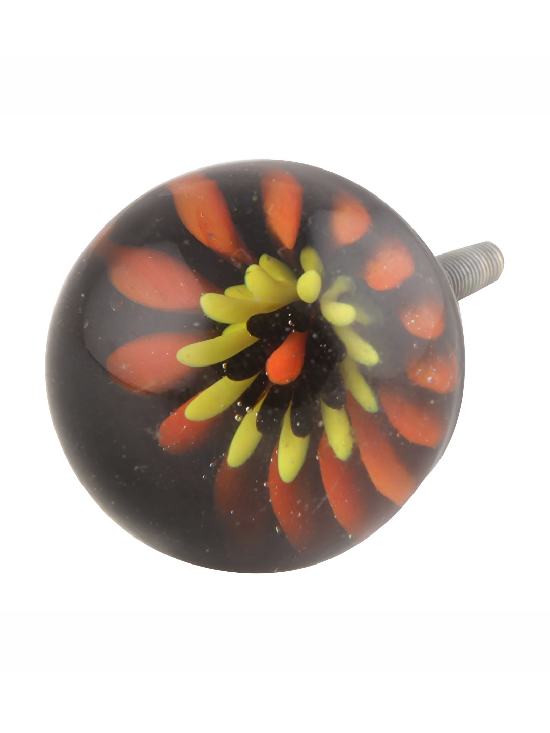 

Indianshelf Orange-Coloured & Yellow Flower Glass Cabinet knob