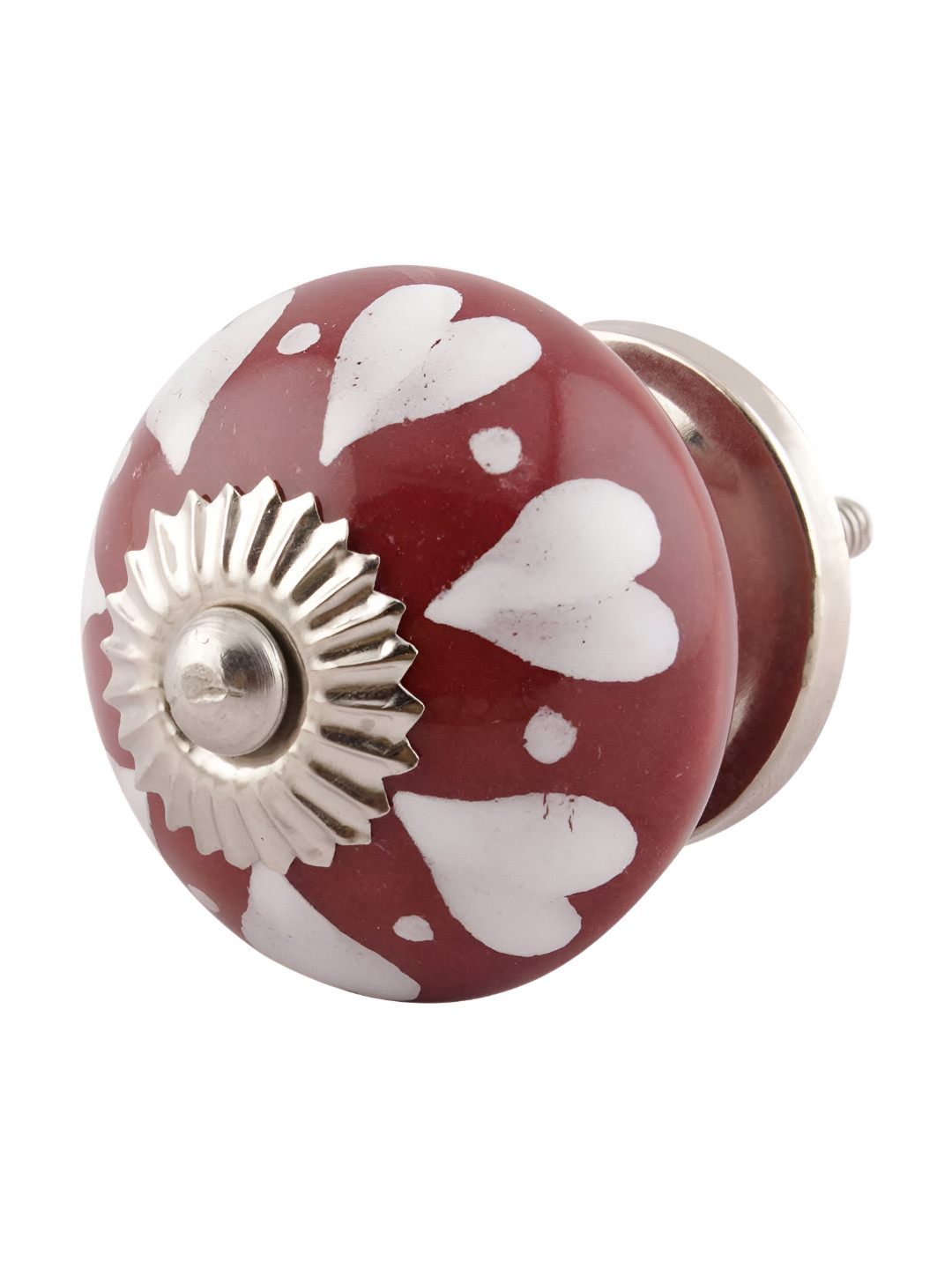 

Indianshelf Red & White Heart Printed Drawer Knobs