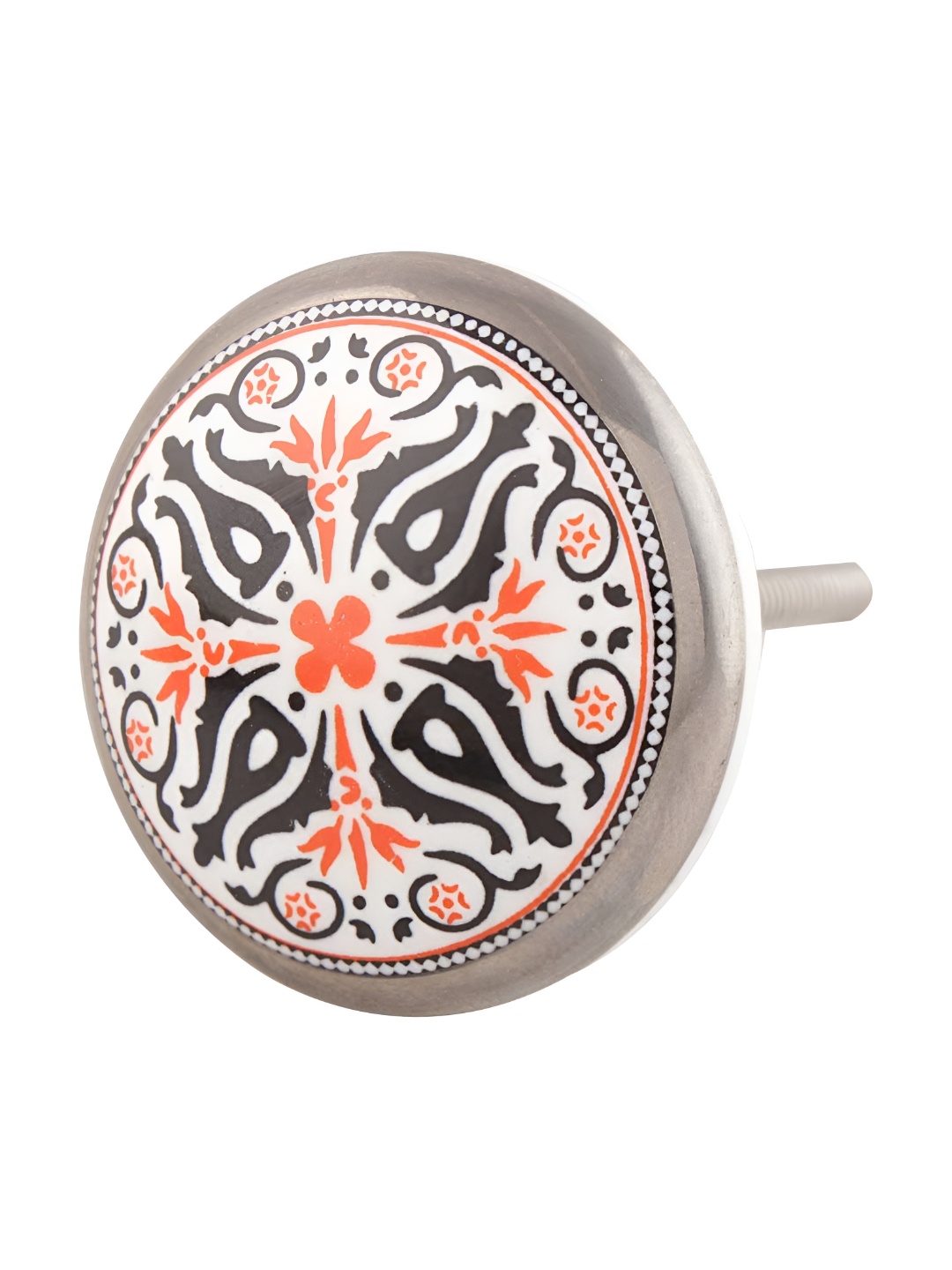 

Indianshelf Orange Coloured & Black Printed Cabinet Knobs
