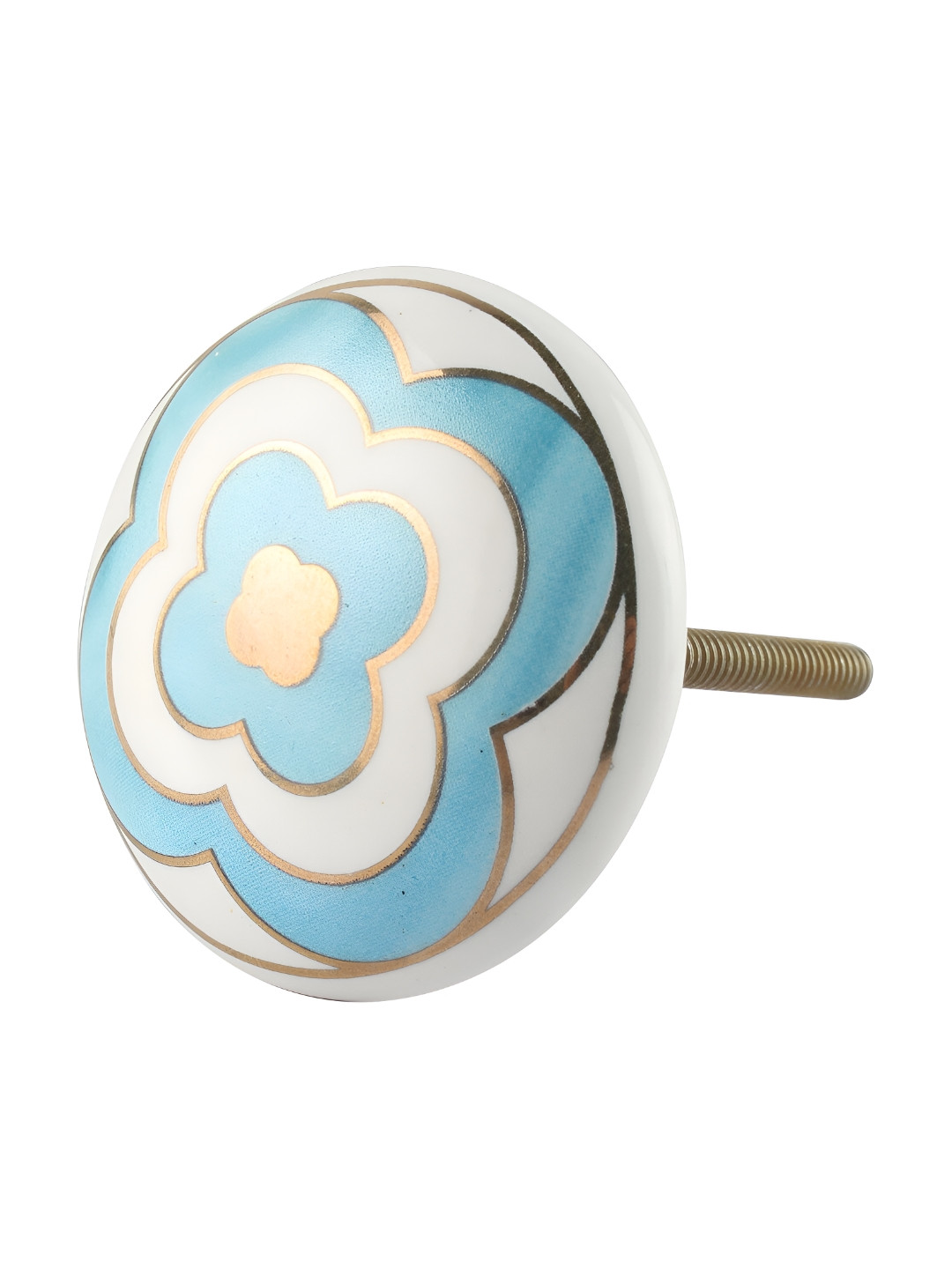 

Indianshelf Turquoise Blue & White Printed Cabinet Knobs