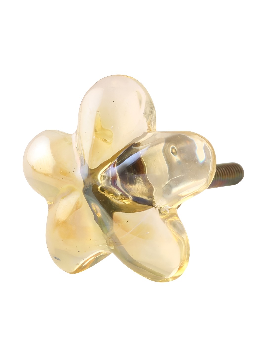 

Indianshelf Yellow Glass Floral Cabinet Knob