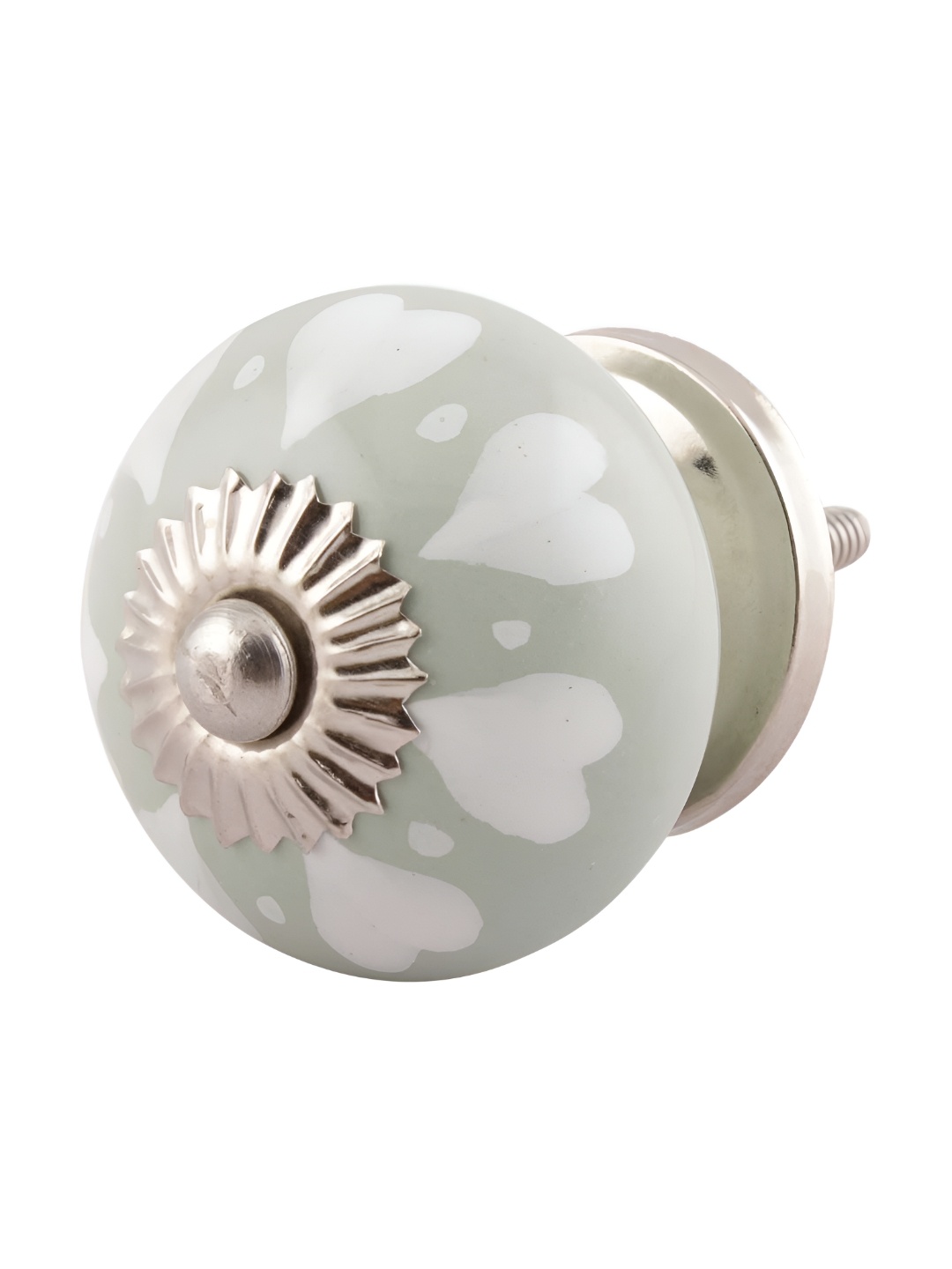 

Indianshelf Green & White Heart Printed Cabinet Knob