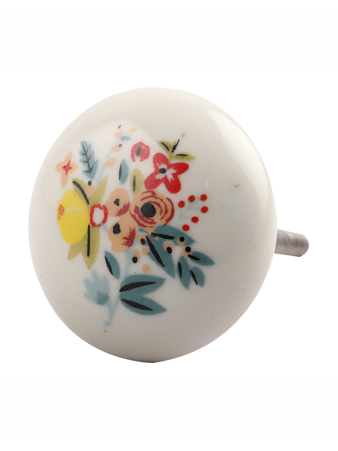 

Indianshelf Cream-Coloured & Blue Floral Printed Round Ceramic Drawer Knob