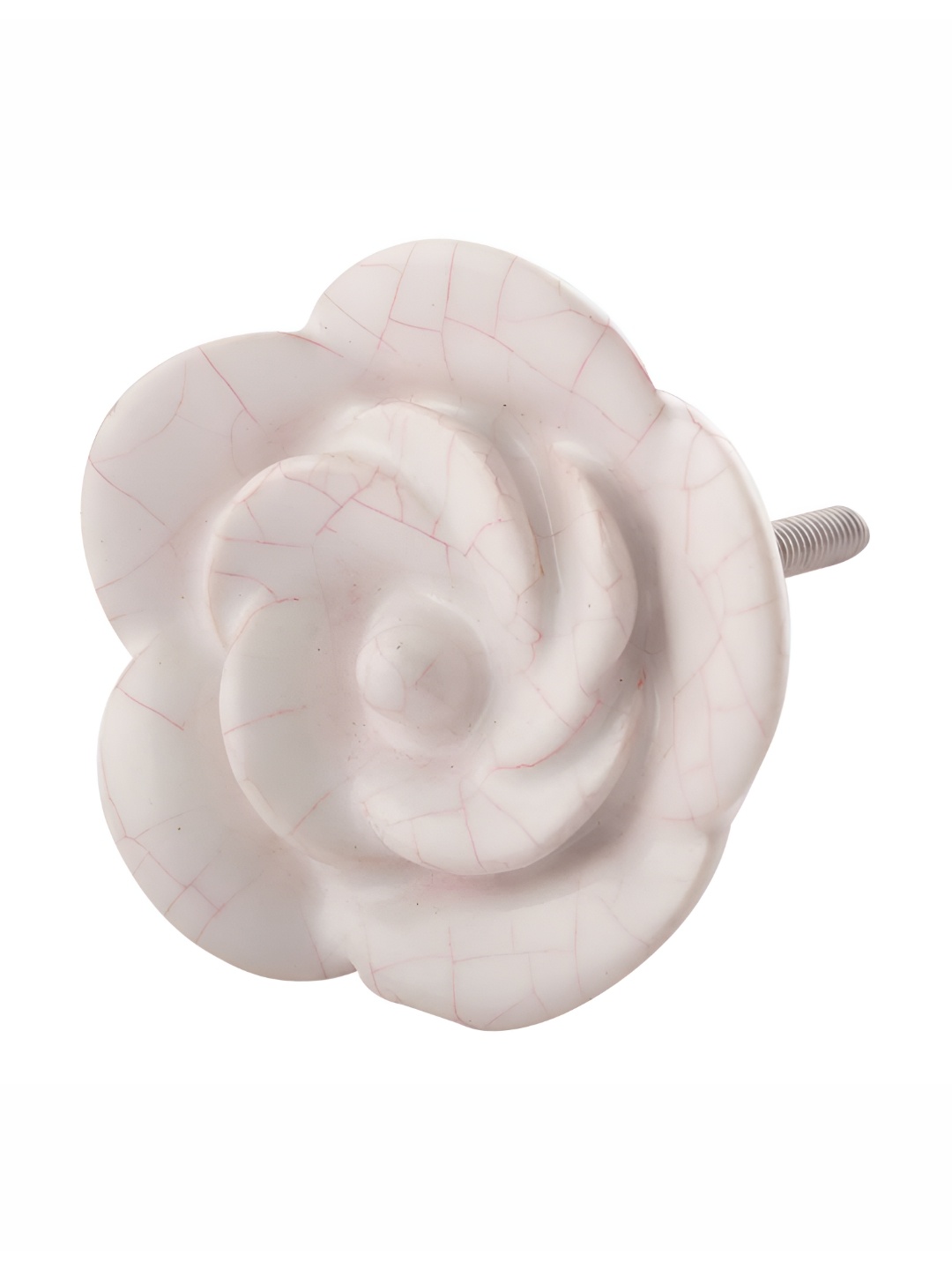 

Indianshelf White & Pink Crackle Flower Cabinet Knob