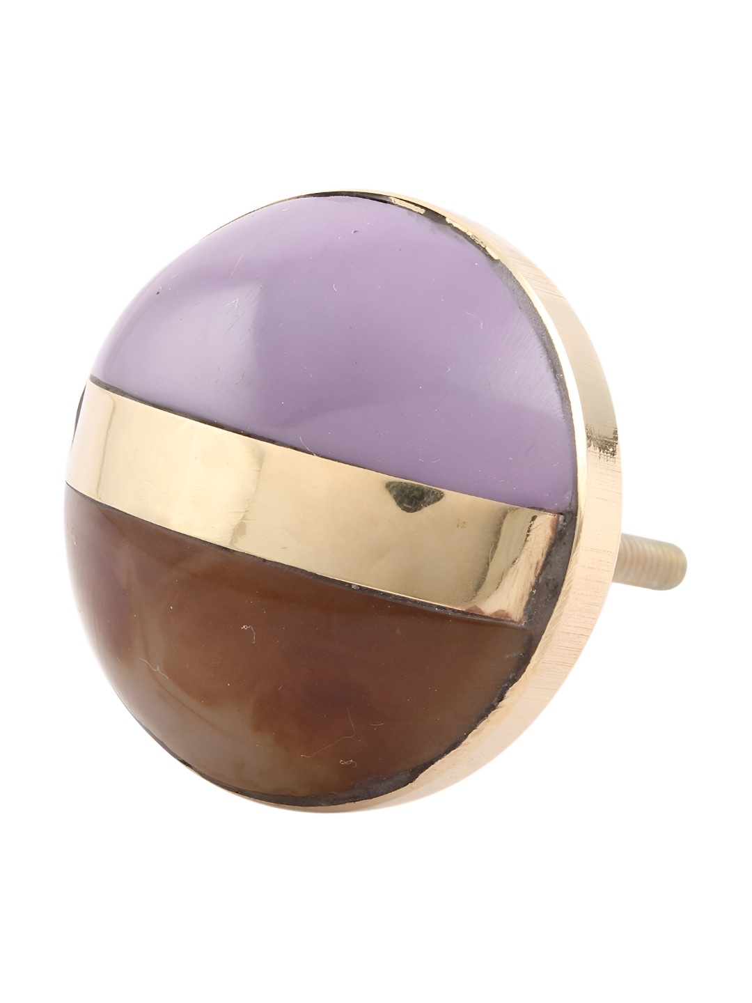 

Indianshelf Purple & Brown Colourblocked Resin & Brass Round Cabinet Knob