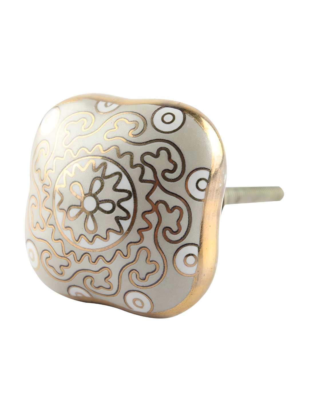

Indianshelf Grey & Beige Printed Square Cabinet Knobs