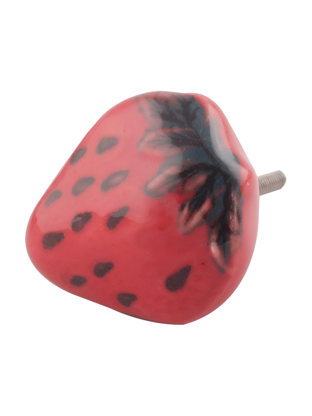 

Indianshelf Red & Black Strawberry Shaped Ceramic Cabinet Knobs