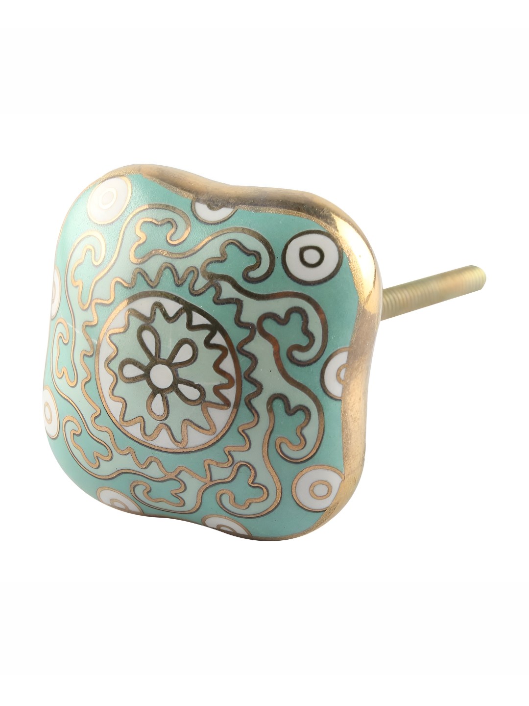 

Indianshelf Green & Beige Printed Square Shaped Cabinet Knob
