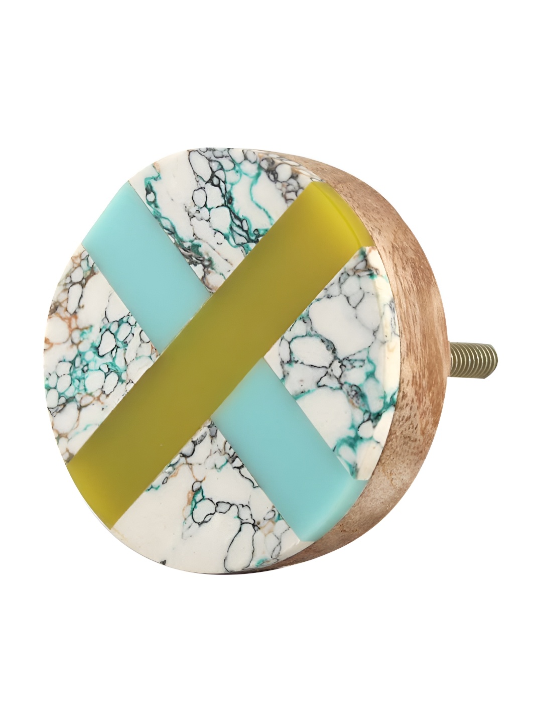 

Indianshelf White & Turquoise Blue Printed Cabinet Knobs
