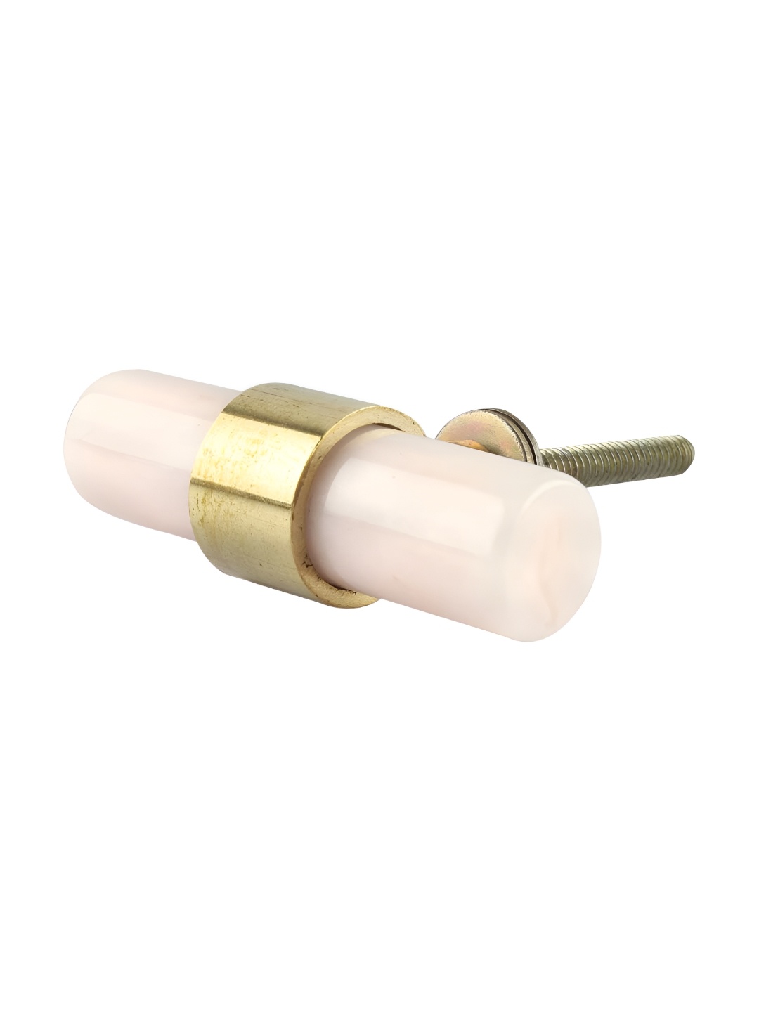 

Indianshelf White & Gold Toned Tube-Shaped Resin & Brass Cabinet Knob