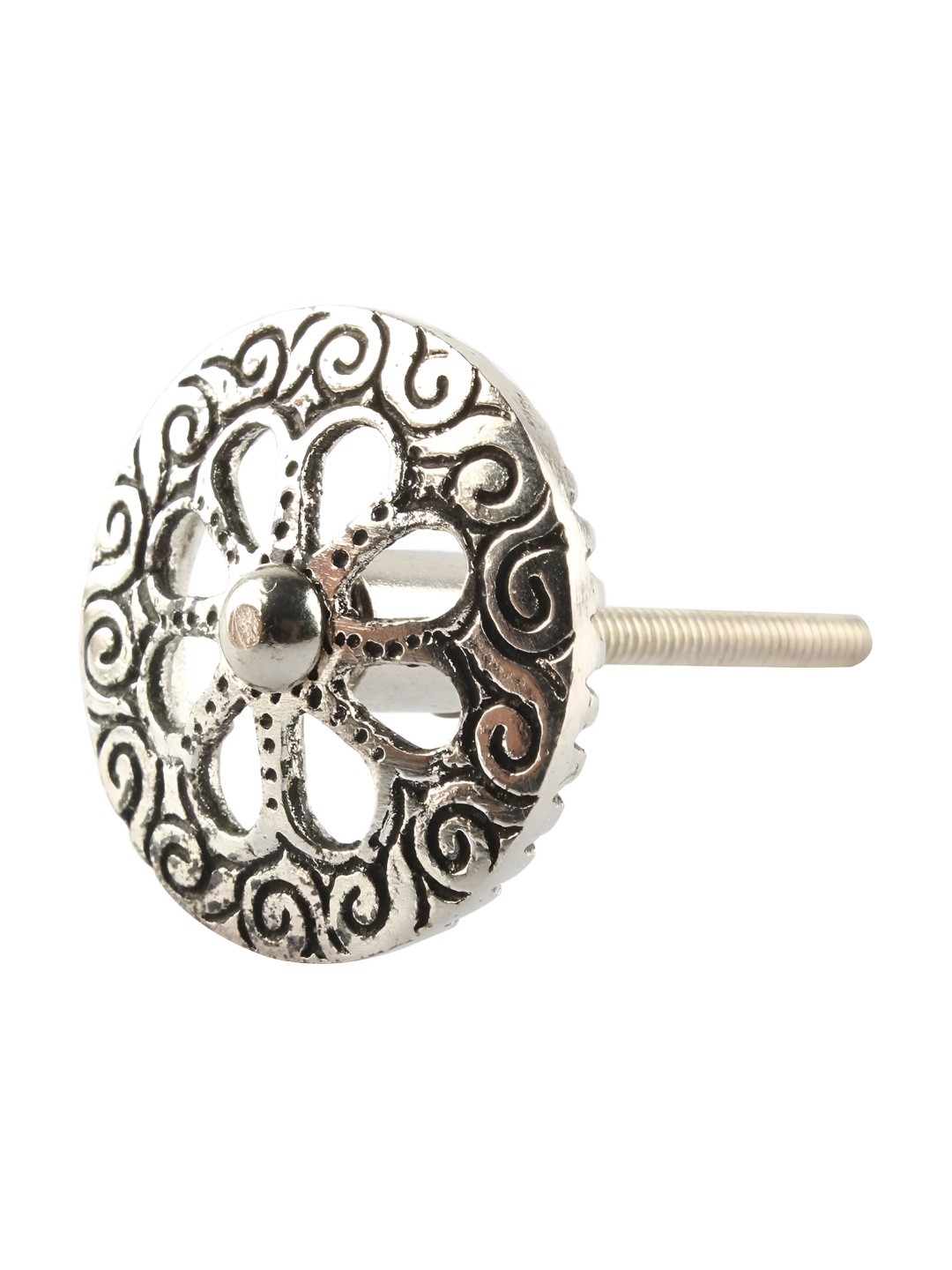 

Indianshelf Wheel Flower Aluminium Drawer Knob, Silver