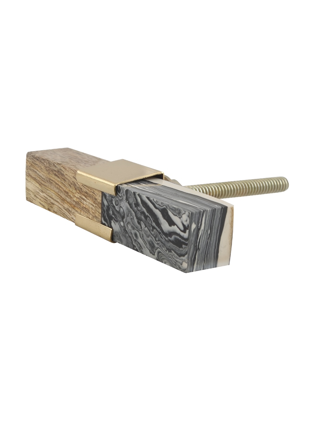 

Indianshelf Grey & Brown Colourblocked Resin & Wood Long Rectangular Cabinet Knob