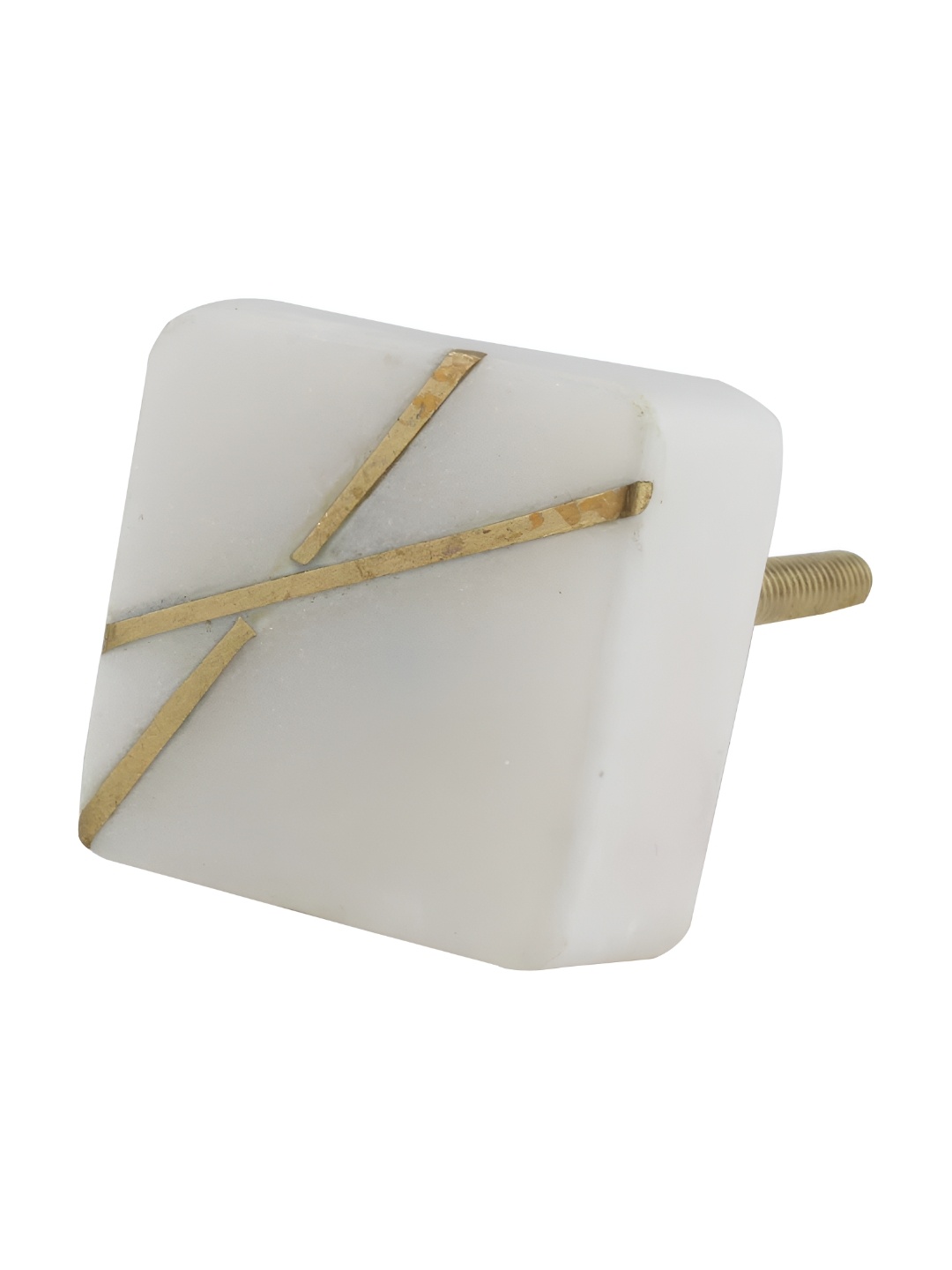 

Indianshelf White Cross Design Stone Square Dresser Knob