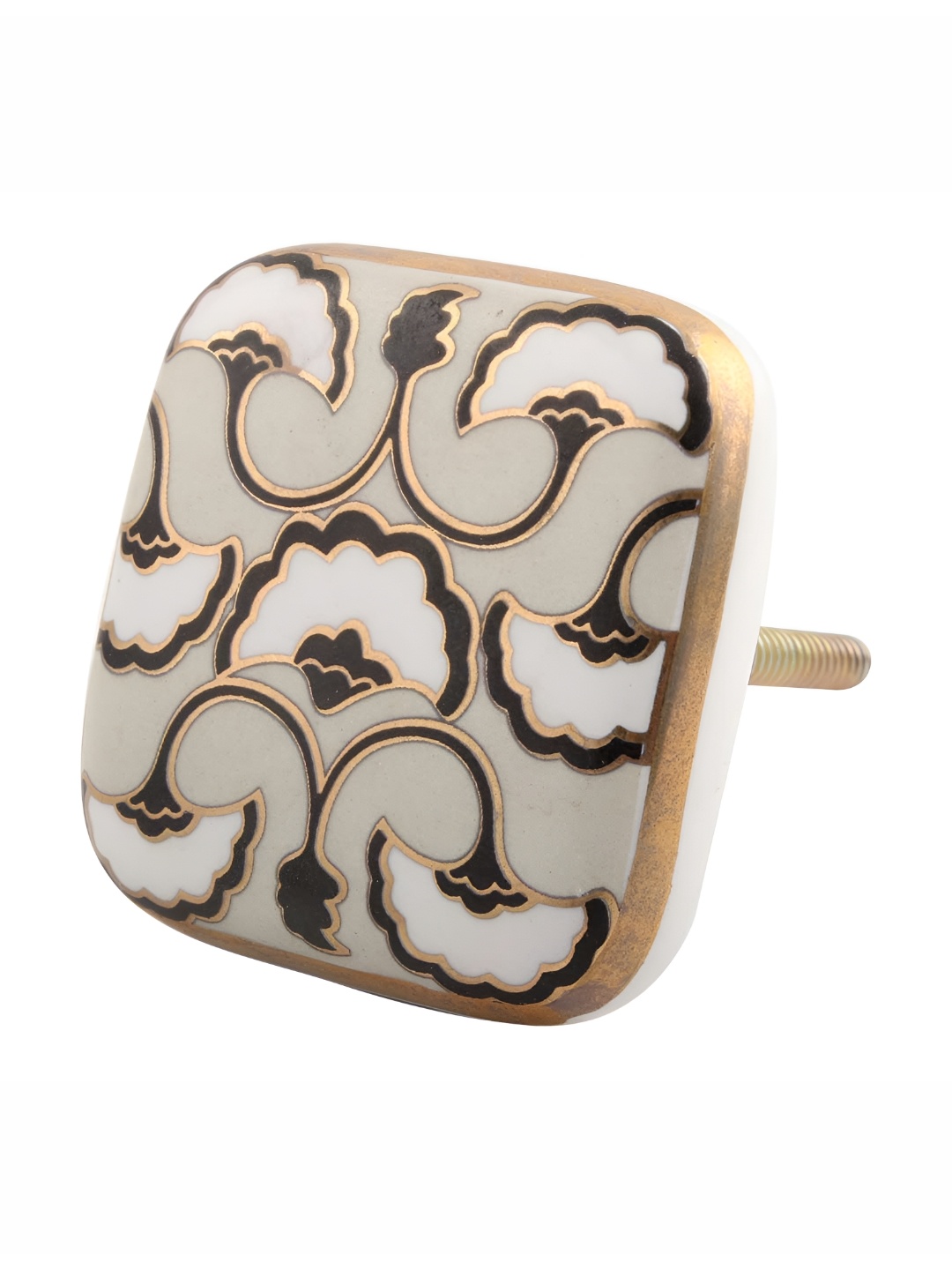 

Indianshelf White & Black Printed Square Shaped Cabinet Knobs