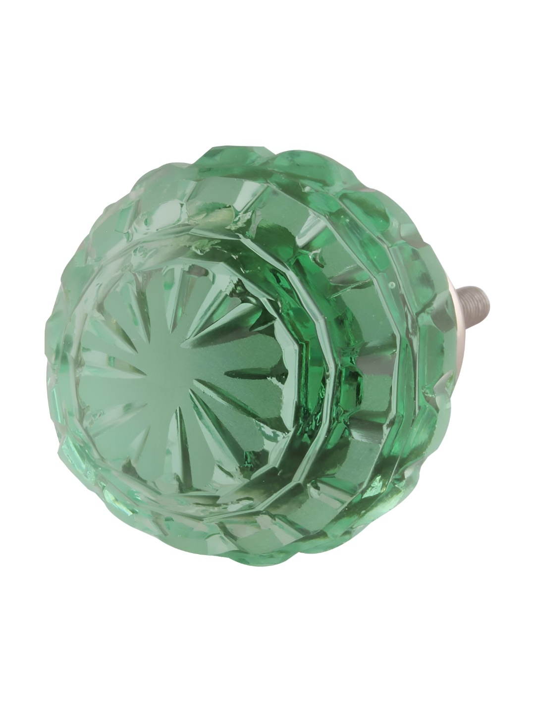 

Indianshelf Green Glass Round Patterned Knob