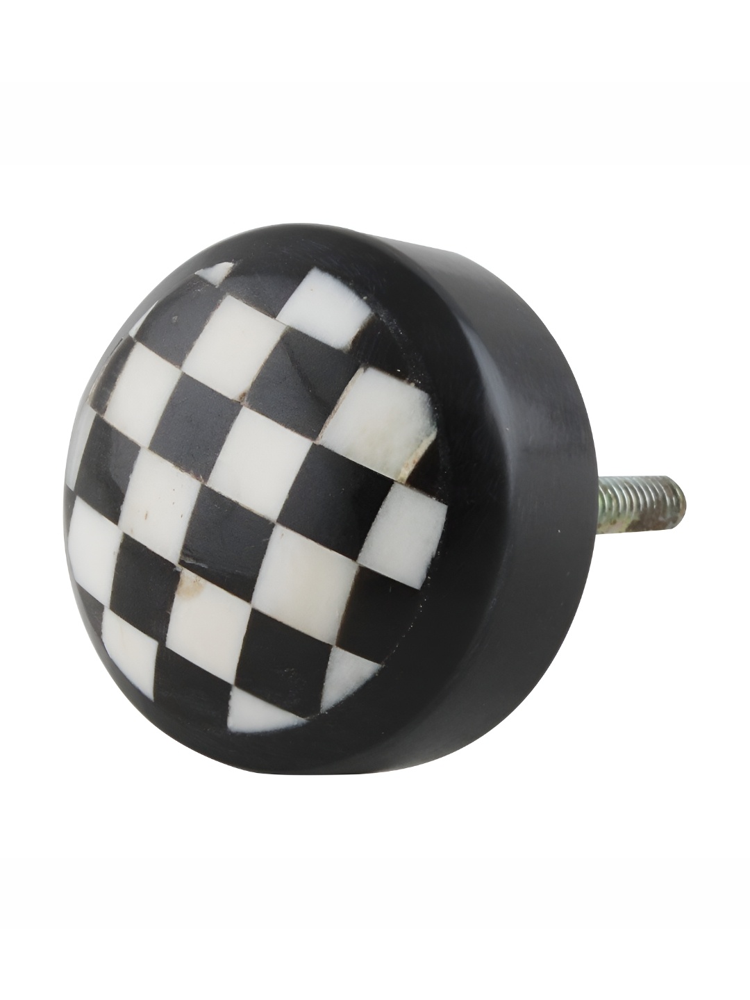 

Indianshelf Black & White Checked Resin Cabinet Knob