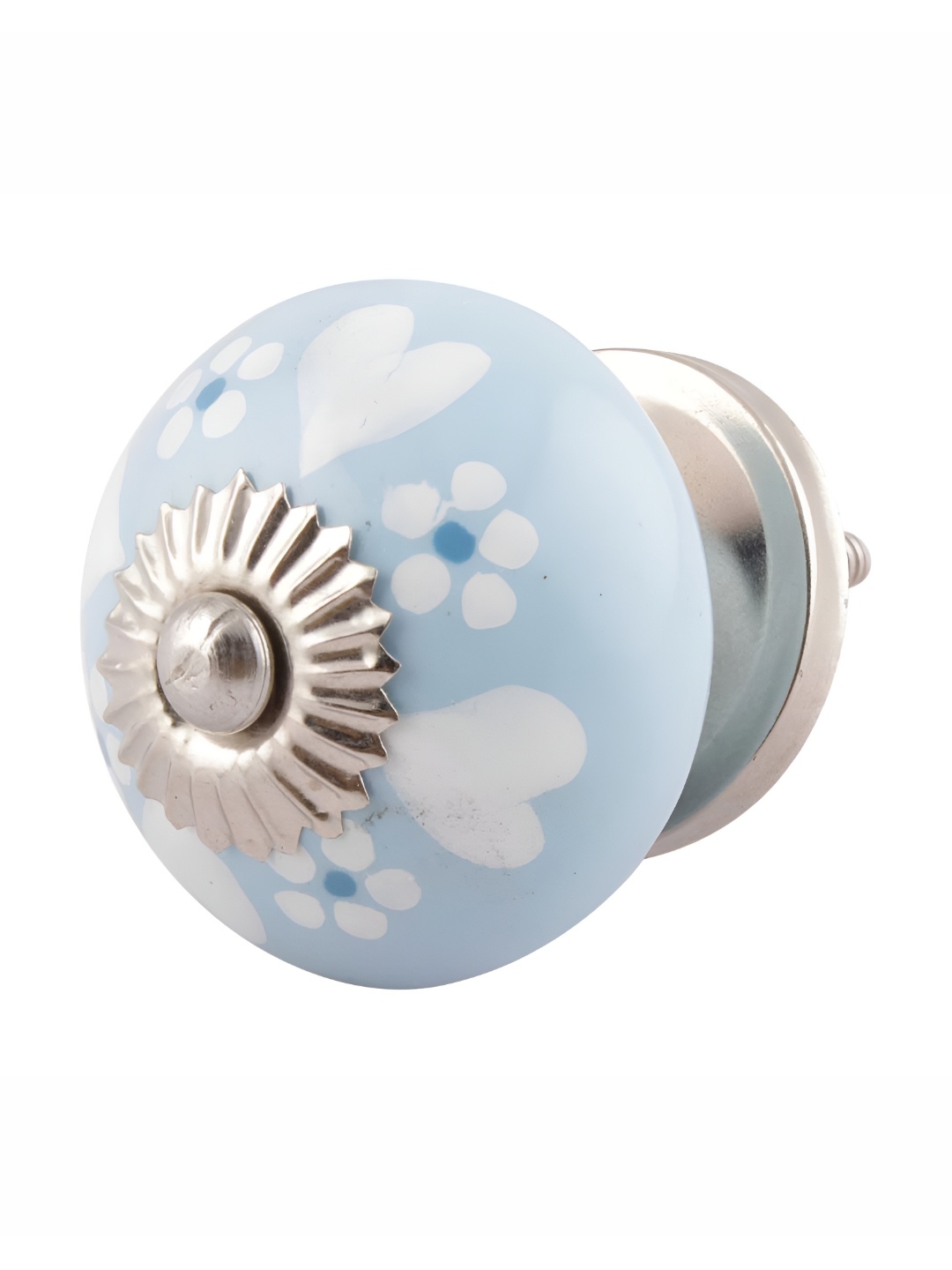 

Indianshelf Turquoise Blue & White Heart Printed Cabinet Knobs