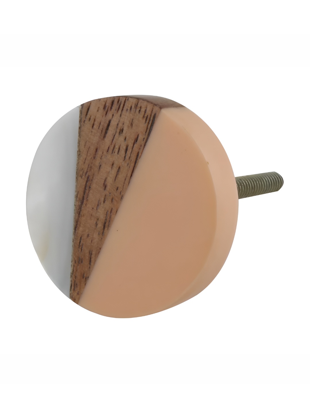 

Indianshelf Peach-Coloured & Brown Colourblocked Resin & Wood Round Cabinet Knob