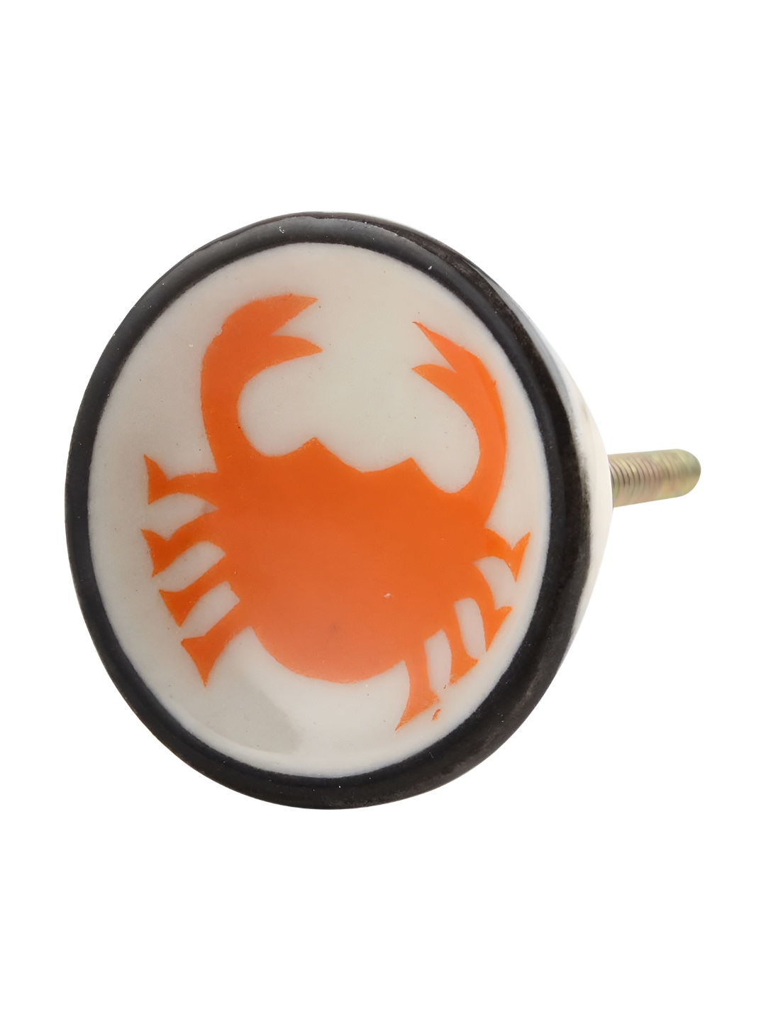 

Indianshelf Orange & White Crab Printed Drawer Knob