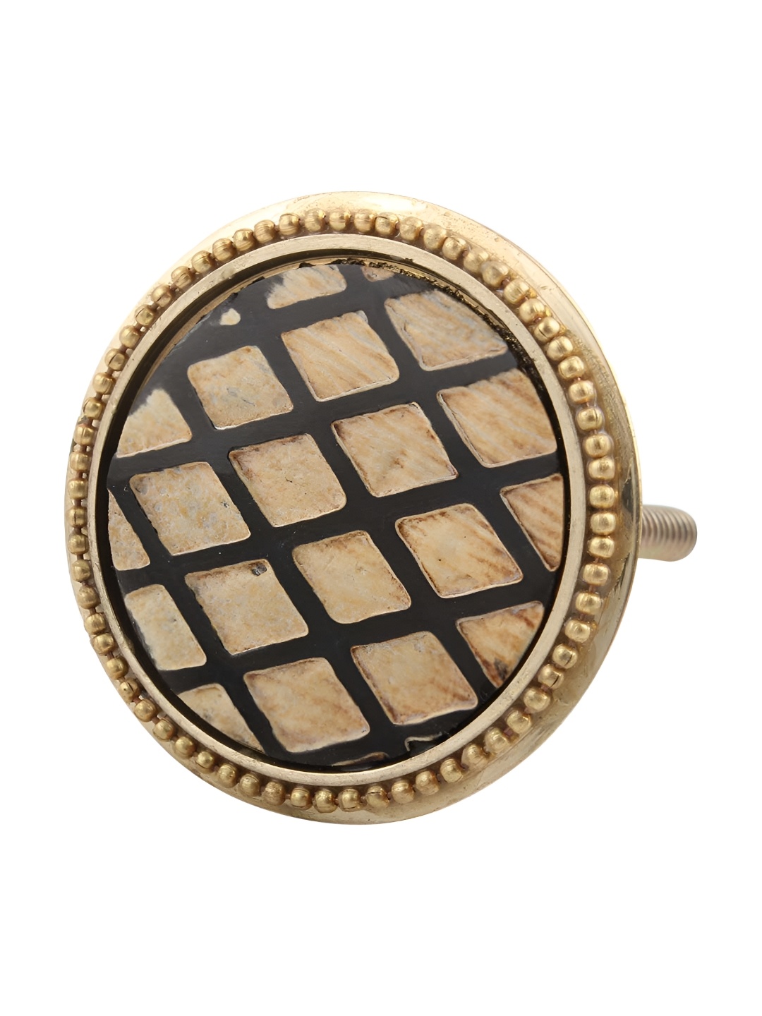 

Indianshelf Gold toned Checked Rust-Free Brass Cabinet Knob