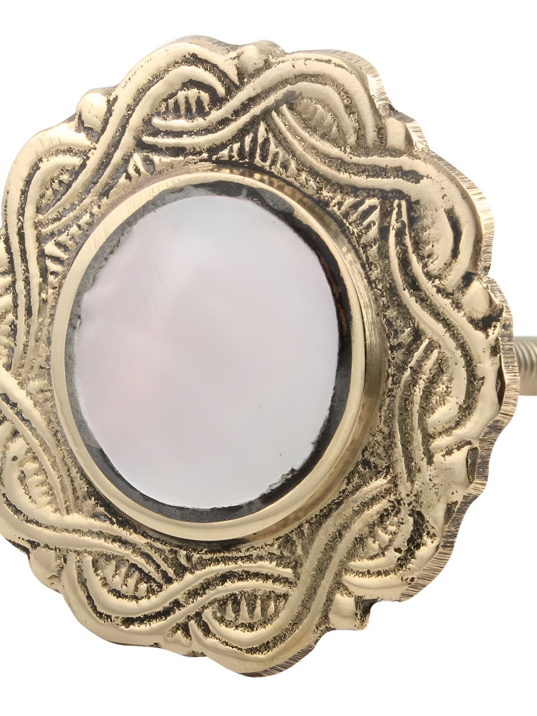 

Indianshelf Beige Round Textured Brass knob