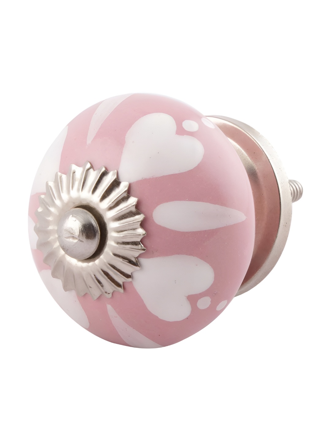 

Indianshelf Pink & White Heart Printed Cabinet Knobs