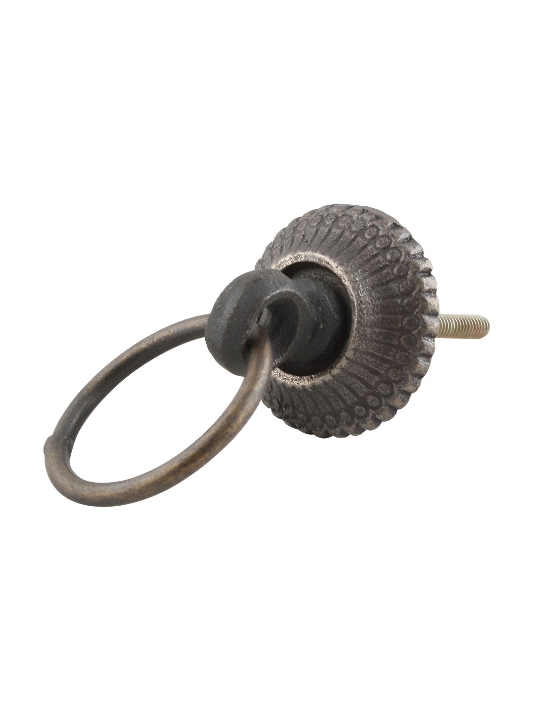 

Indianshelf Grey Wheel Shape Textured Iron knob, Black