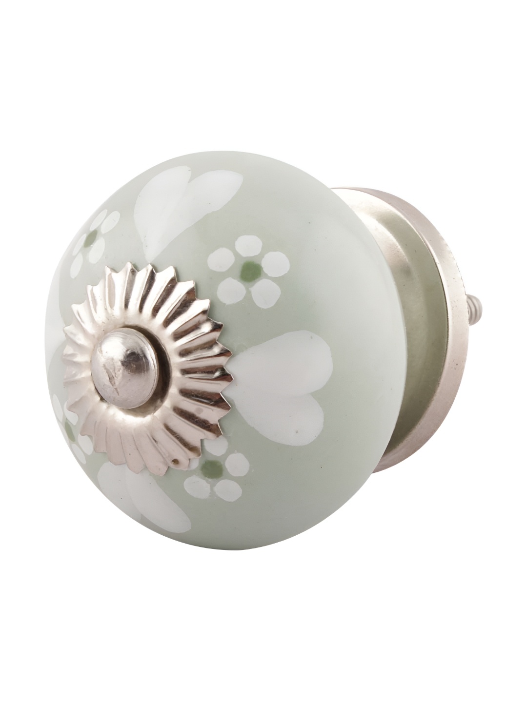 

Indianshelf Green Flower Printed Ceramic Cabinet knob