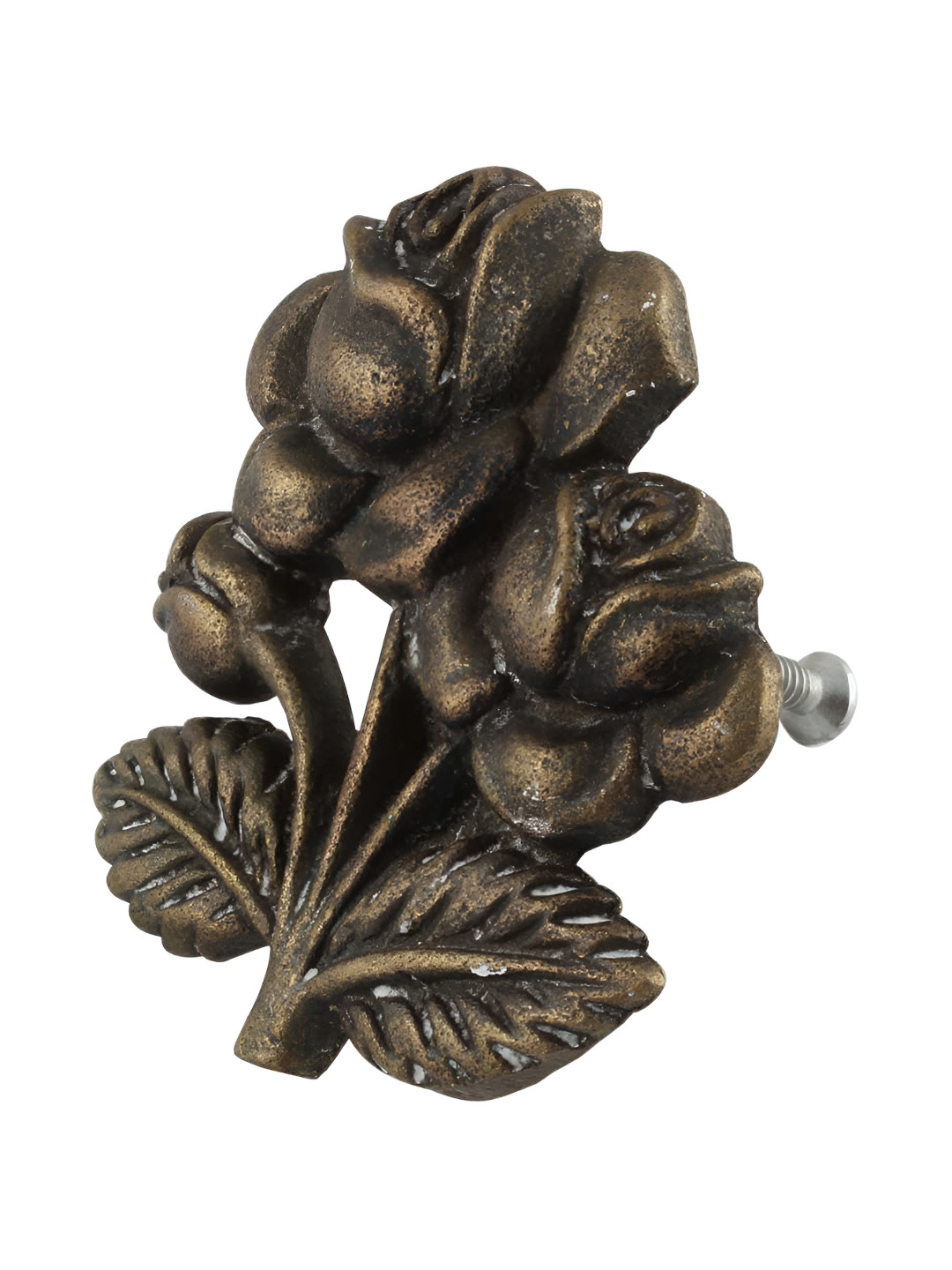 

Indianshelf Black Rose With Branch Shape Textured Iron knob