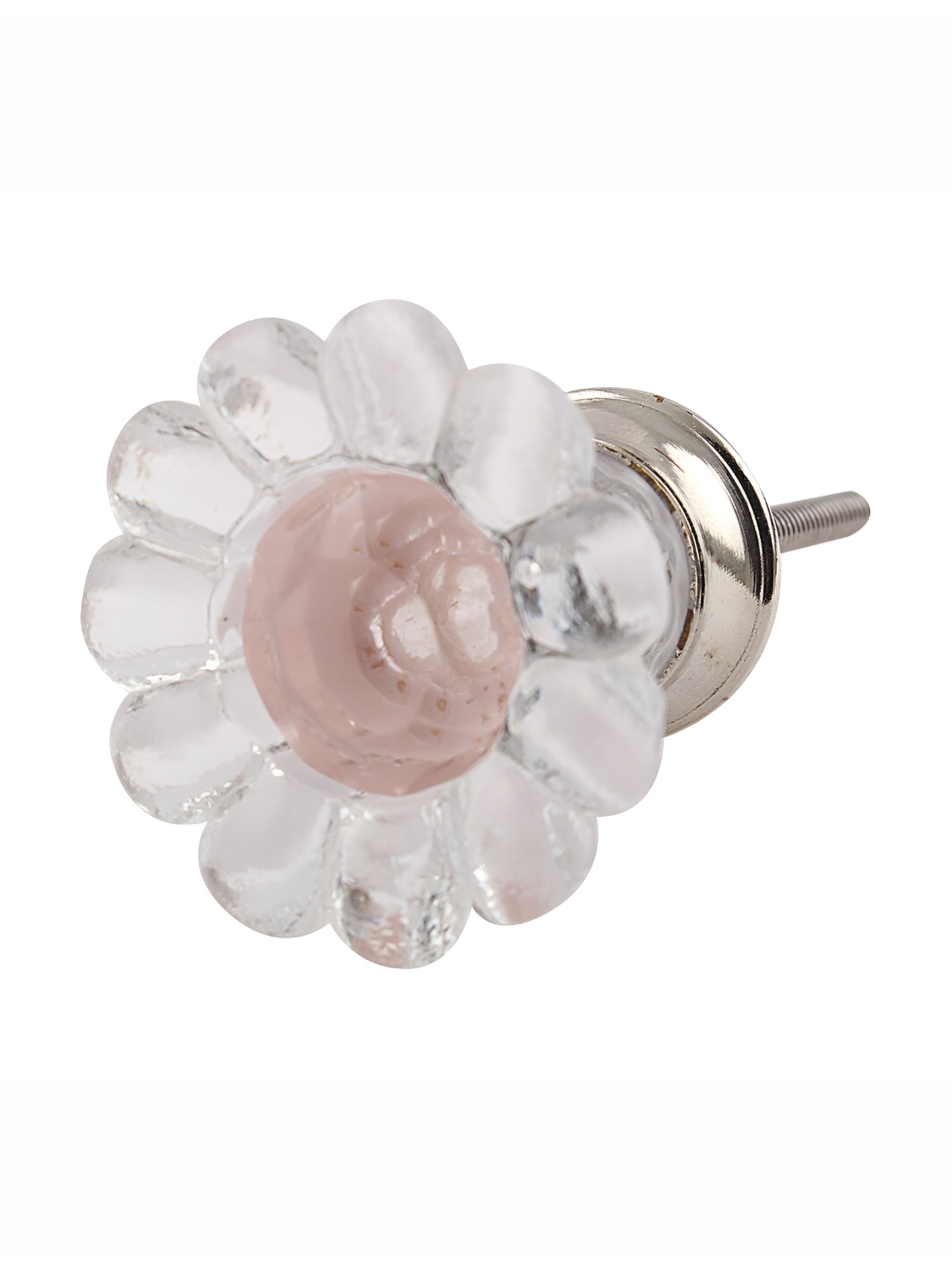 

Indianshelf Transparent & Pink Daisy Crystal Glass Drawer Knob
