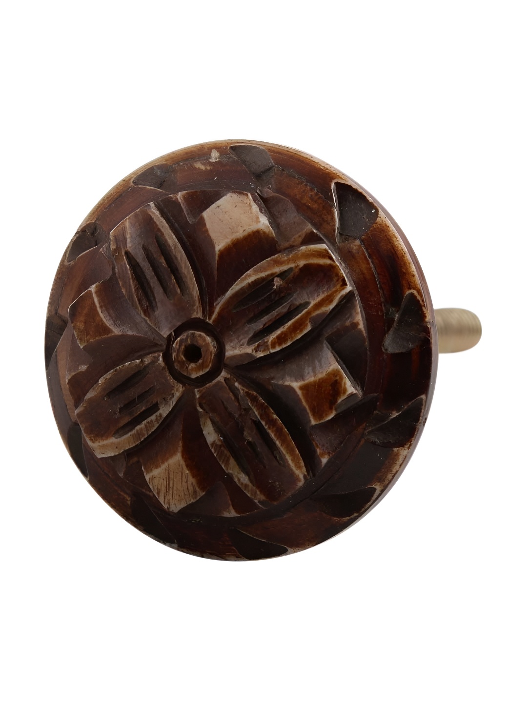 

Indianshelf Brown Flower Bone Cabinet Knob