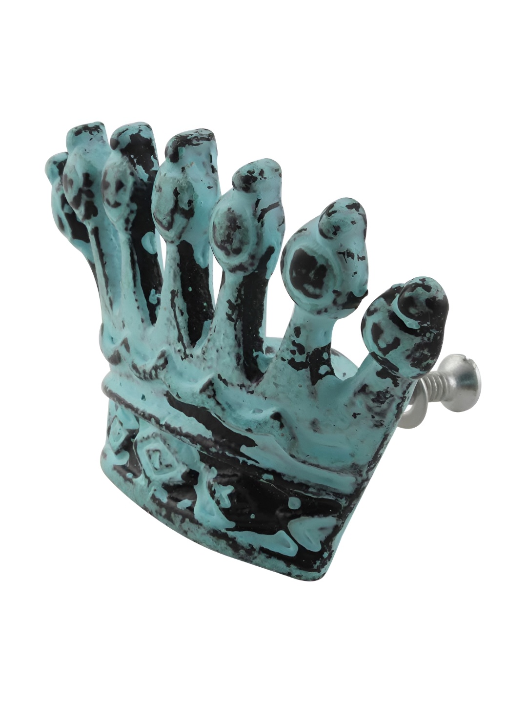 

Indianshelf Sea Green Crown Shape Textured Iron knob