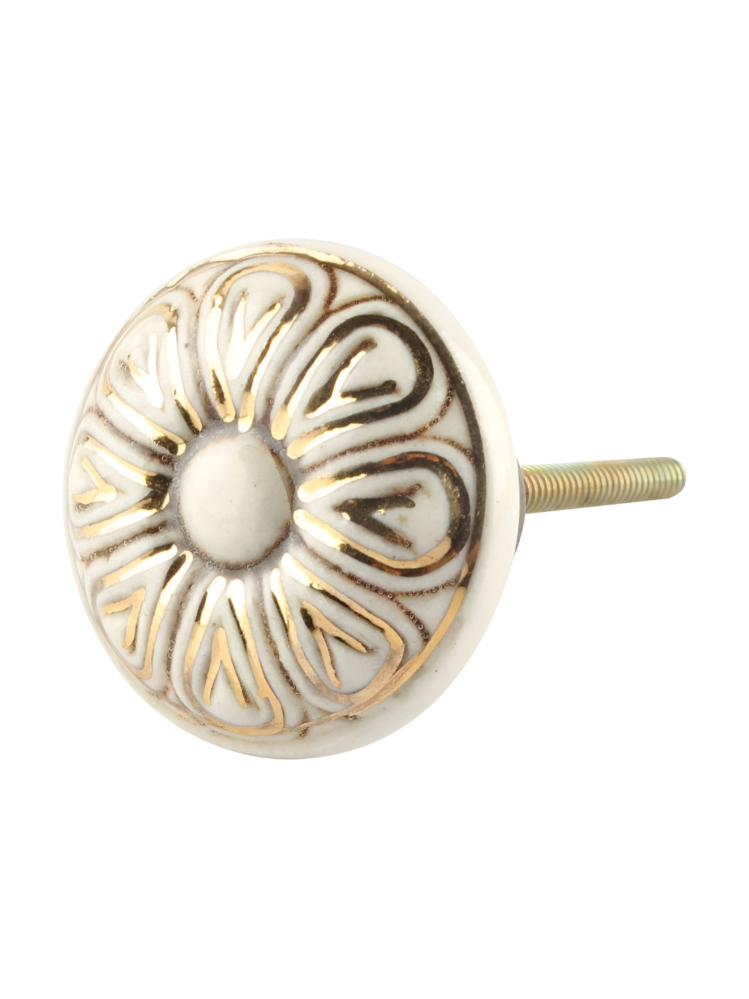 

Indianshelf Cream-Coloured Floral Ceramic Cabinet Knob