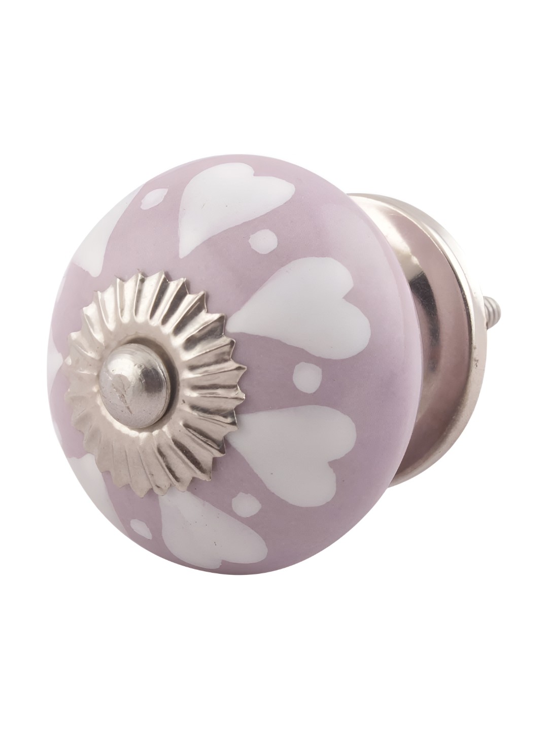 

Indianshelf White & Purple Flower Printed Ceramic knob