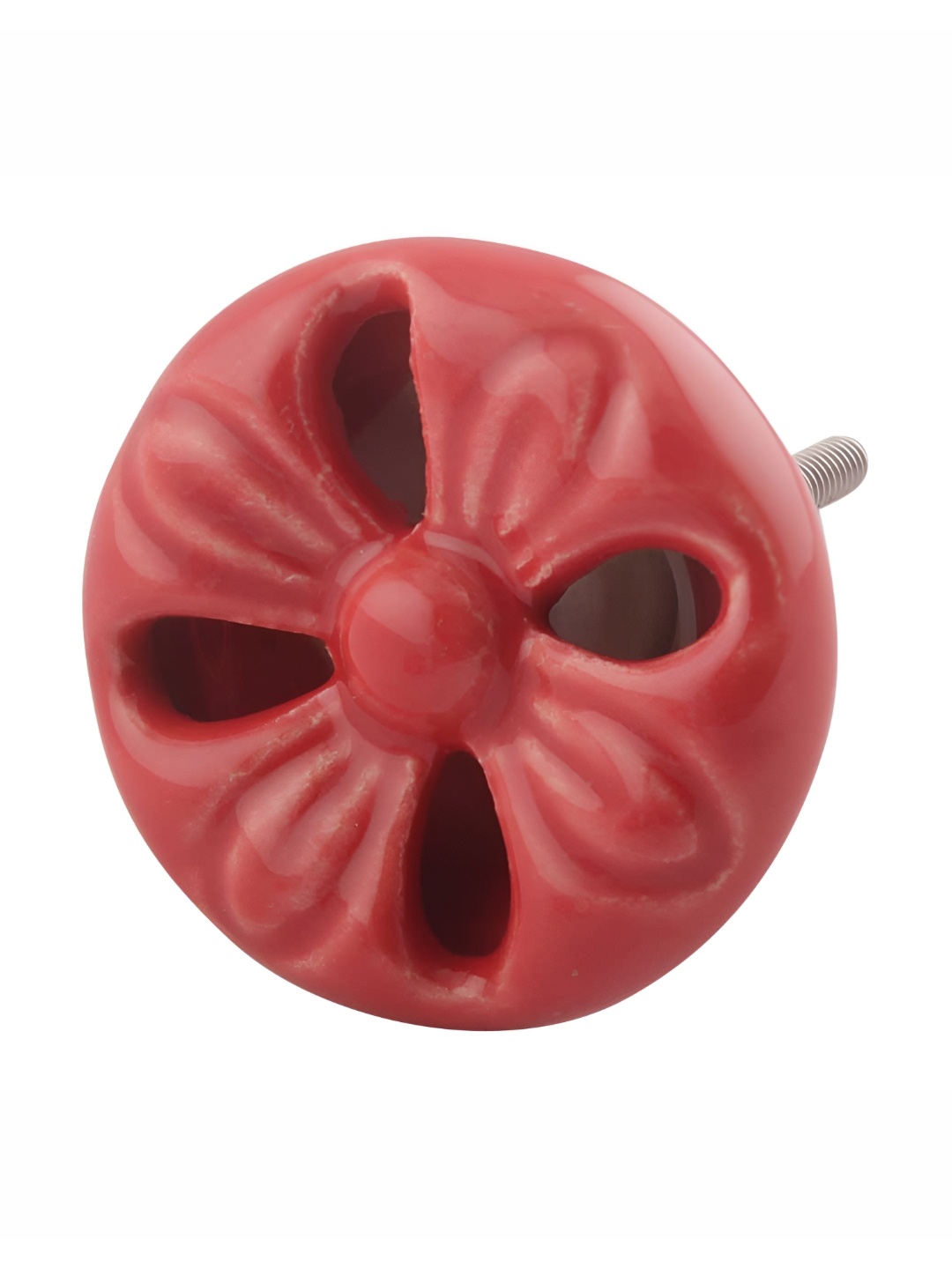 

Indianshelf Red Flower Shape Ceramic knob