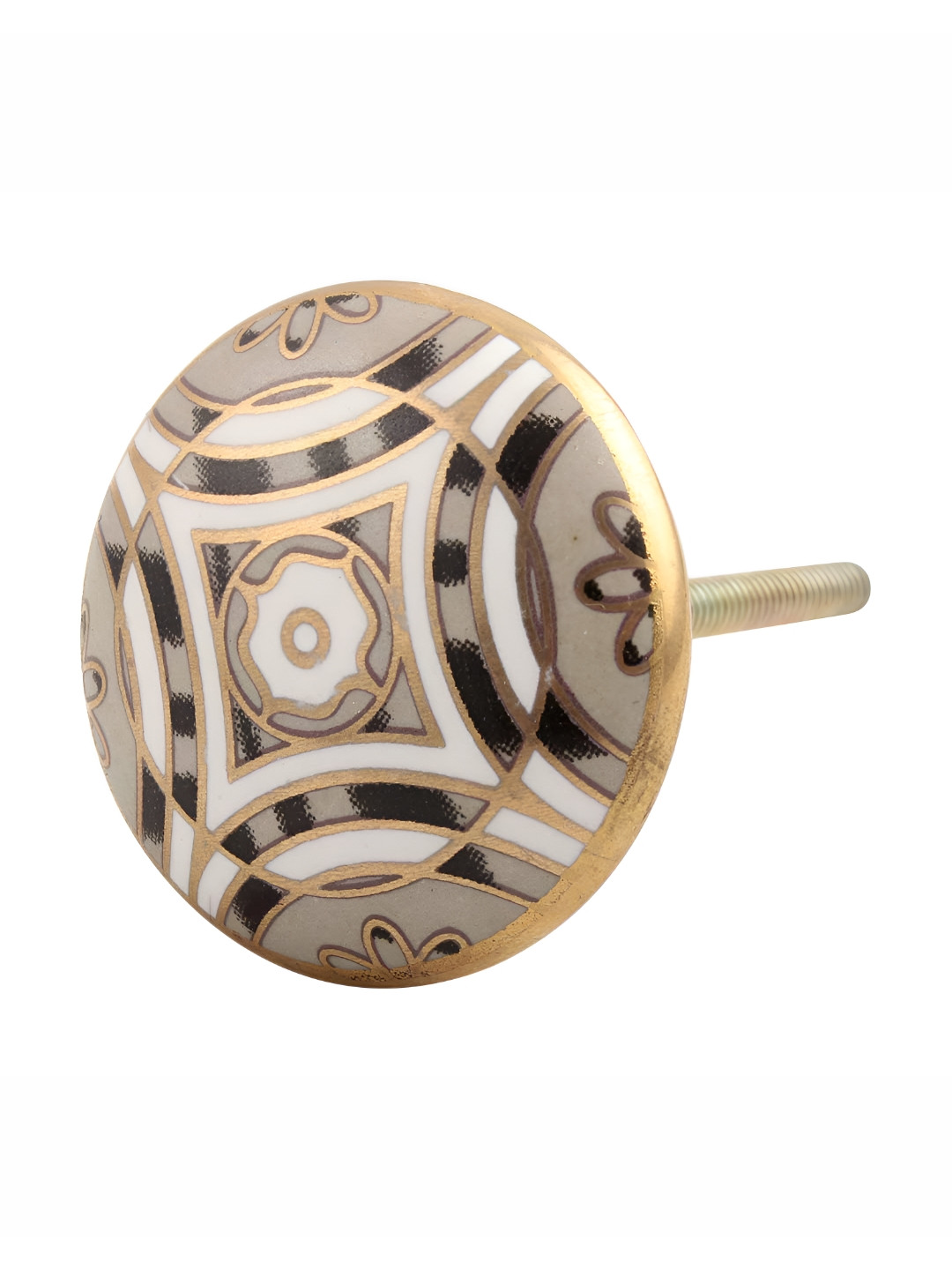 

Indianshelf Grey & White Floral Printed Ceramic Cabinet Knob
