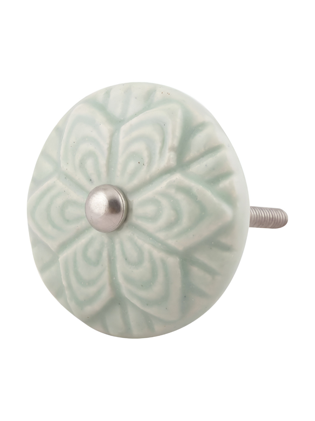 

Indianshelf Sage-Green Floral Round Ceramic Cabinet Knob