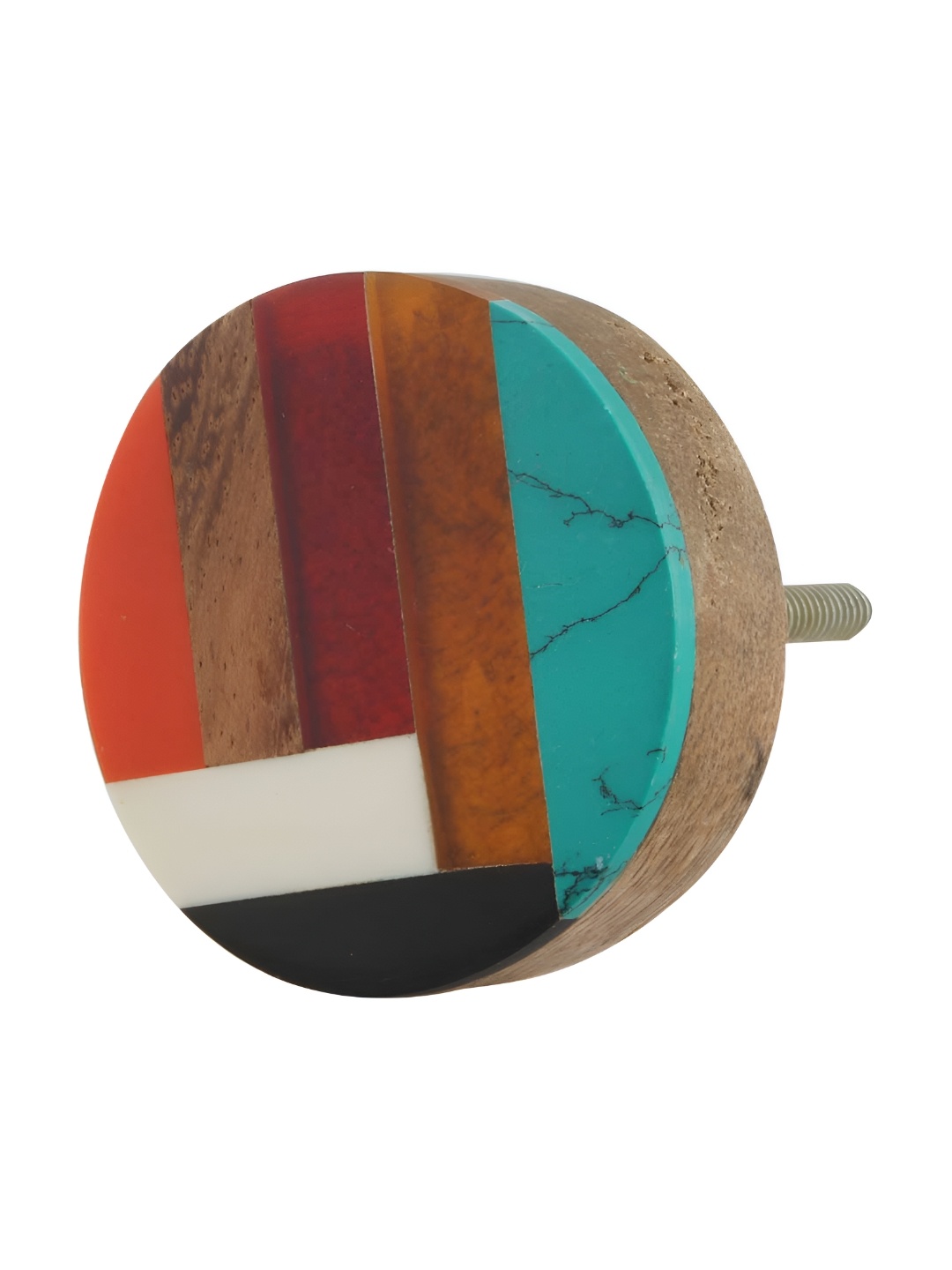 

Indianshelf Brown & Green Colourblocked Round Shape Wooden knob