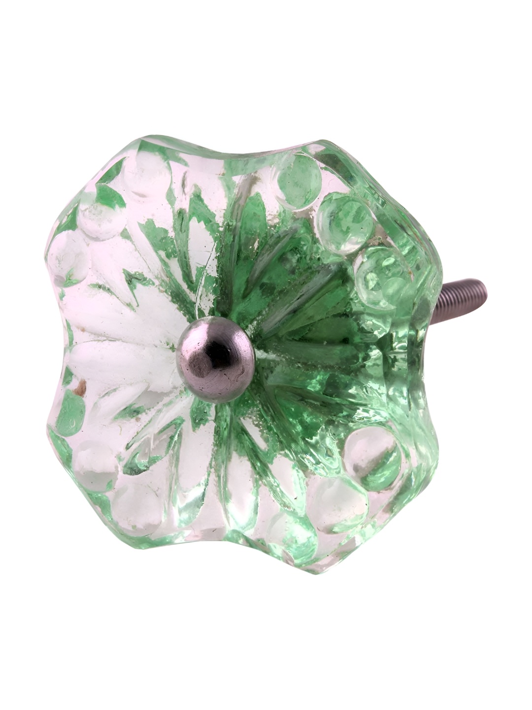 

Indianshelf Green & White Flower Square Cabinet Knobs