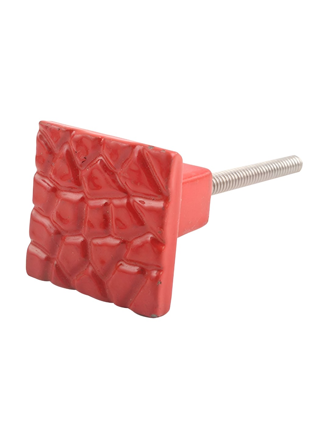 

Indianshelf Red Textured Square Iron Cabinet knob