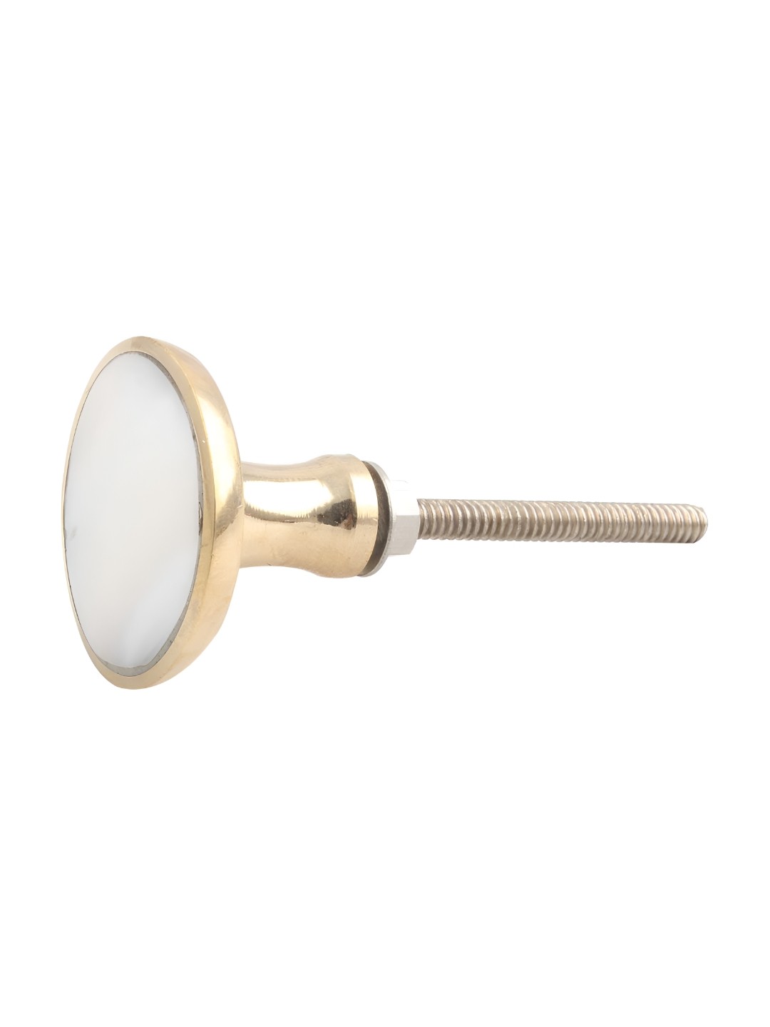 

Indianshelf White Glass & Metal Cabinet Knob