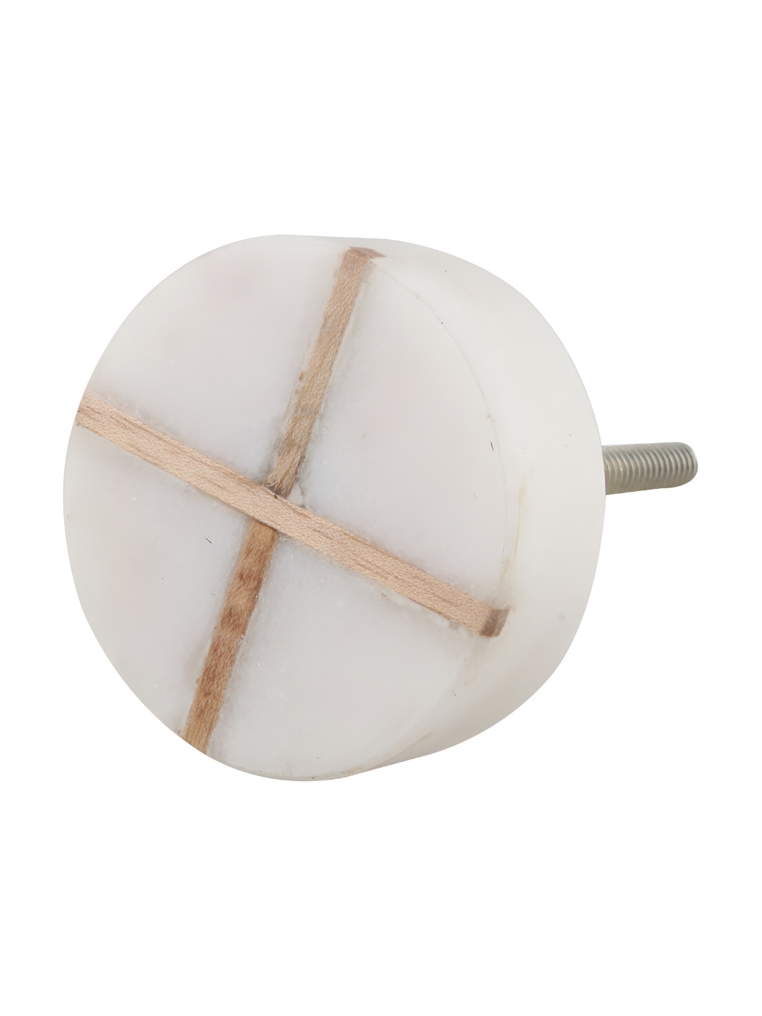 

Indianshelf White & Brown Wooden Cross In Marble Round Dresser Knob