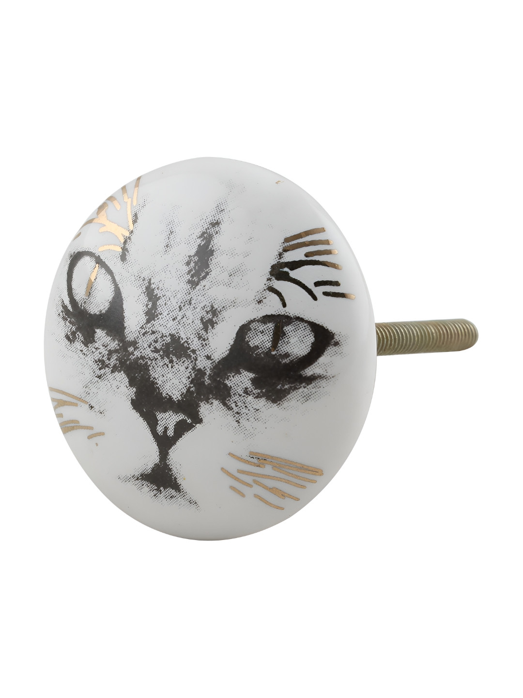 

Indianshelf White & Black Cat Printed Ceramic Cabinet Knobs