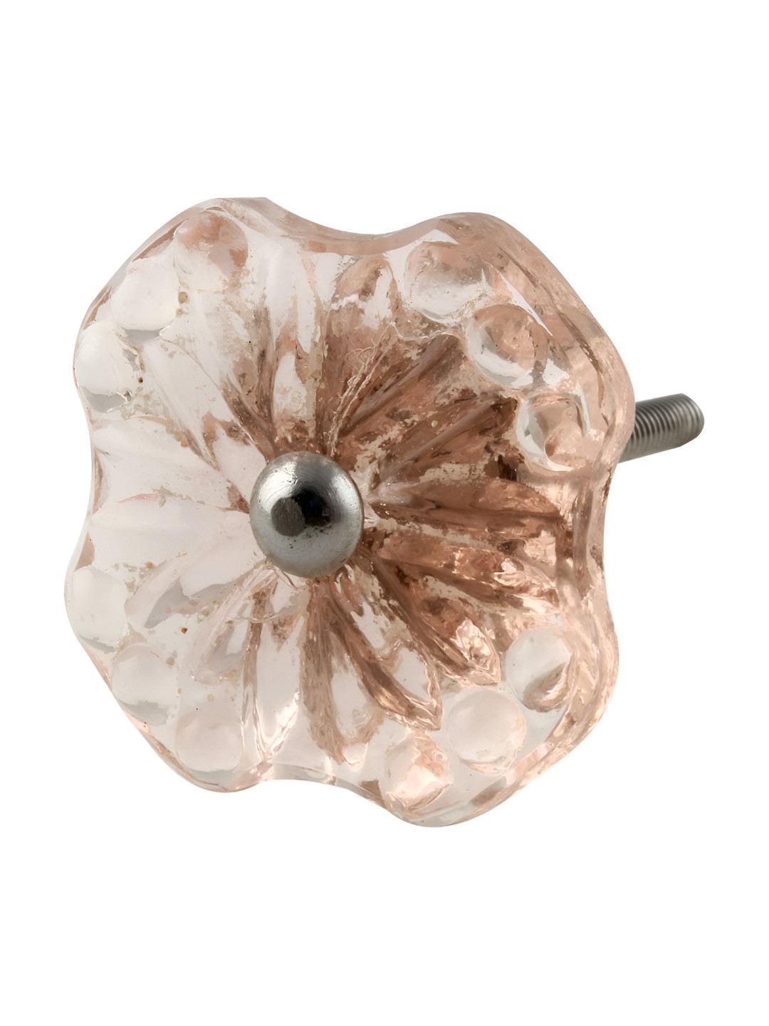 

Indianshelf Pink Flower Shape Metal Glass knob