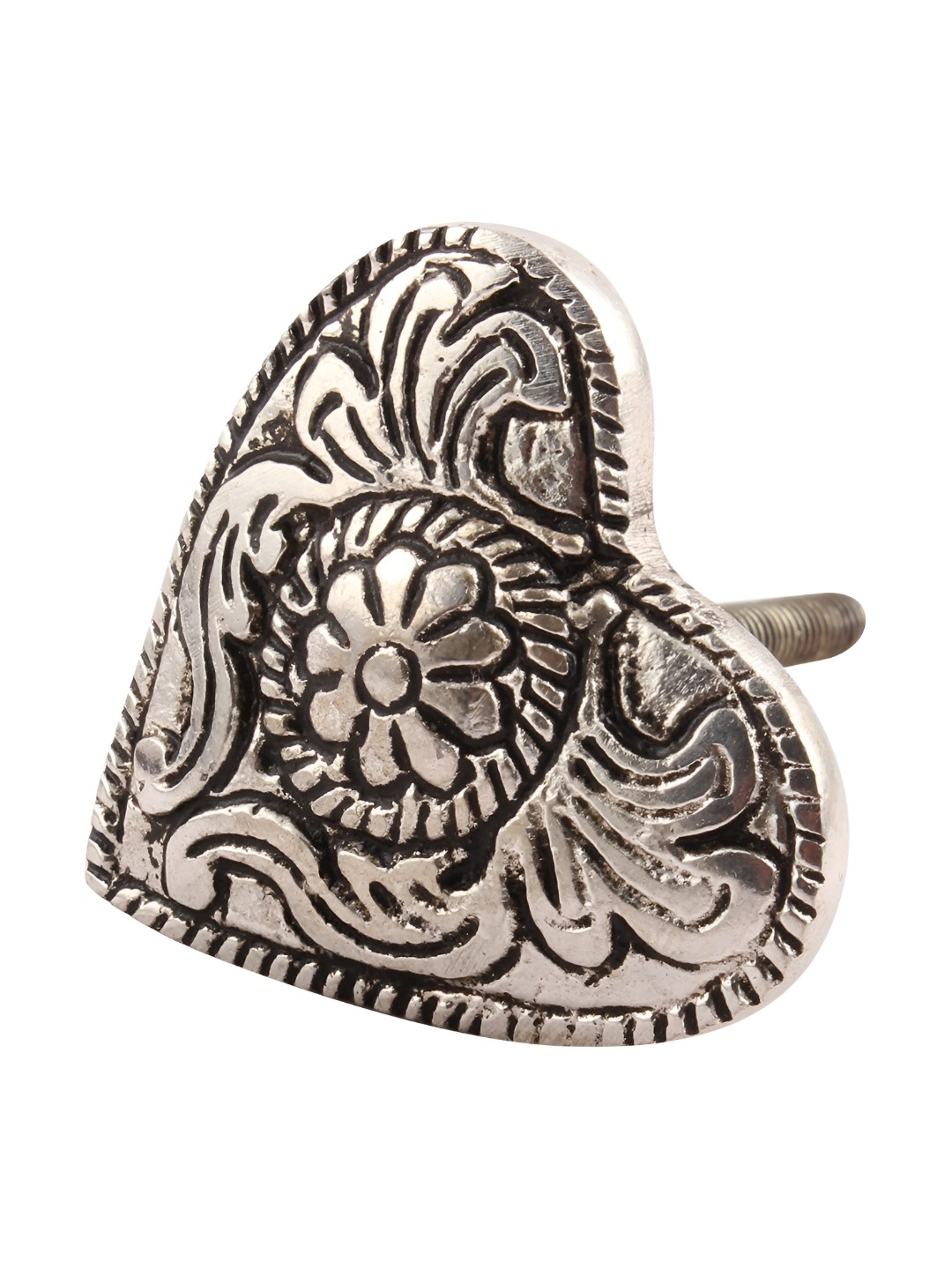 

Indianshelf Textured Aluminium Heart Shaped Cabinet Knob, Silver