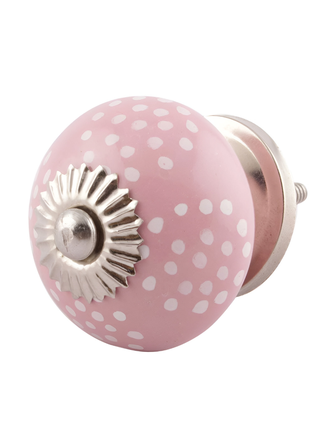 

Indianshelf White & Pink Dot Printed Ceramic knob