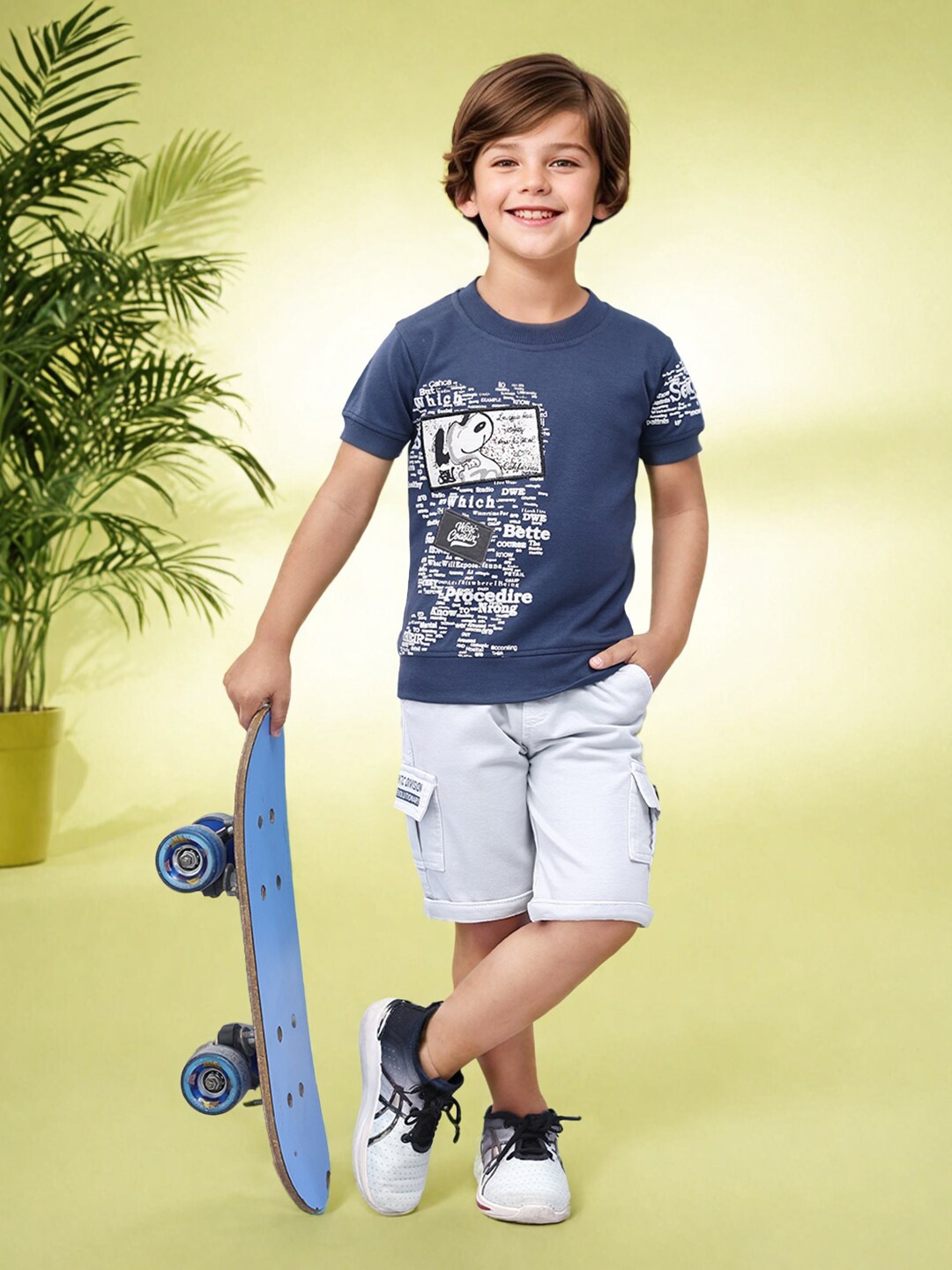 

Toonyport Boys Graphic Printed Pure Cotton T-shirt with Shorts, Blue