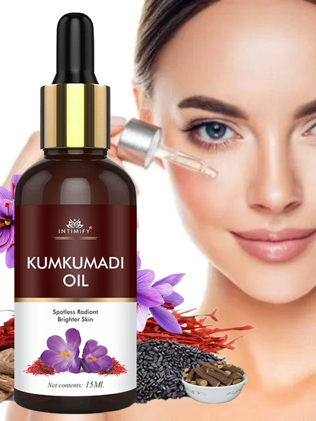 

INTIMIFY Kumkumadi Oil For Spotless Radiant & Brighter Skin-15ml, Transparent