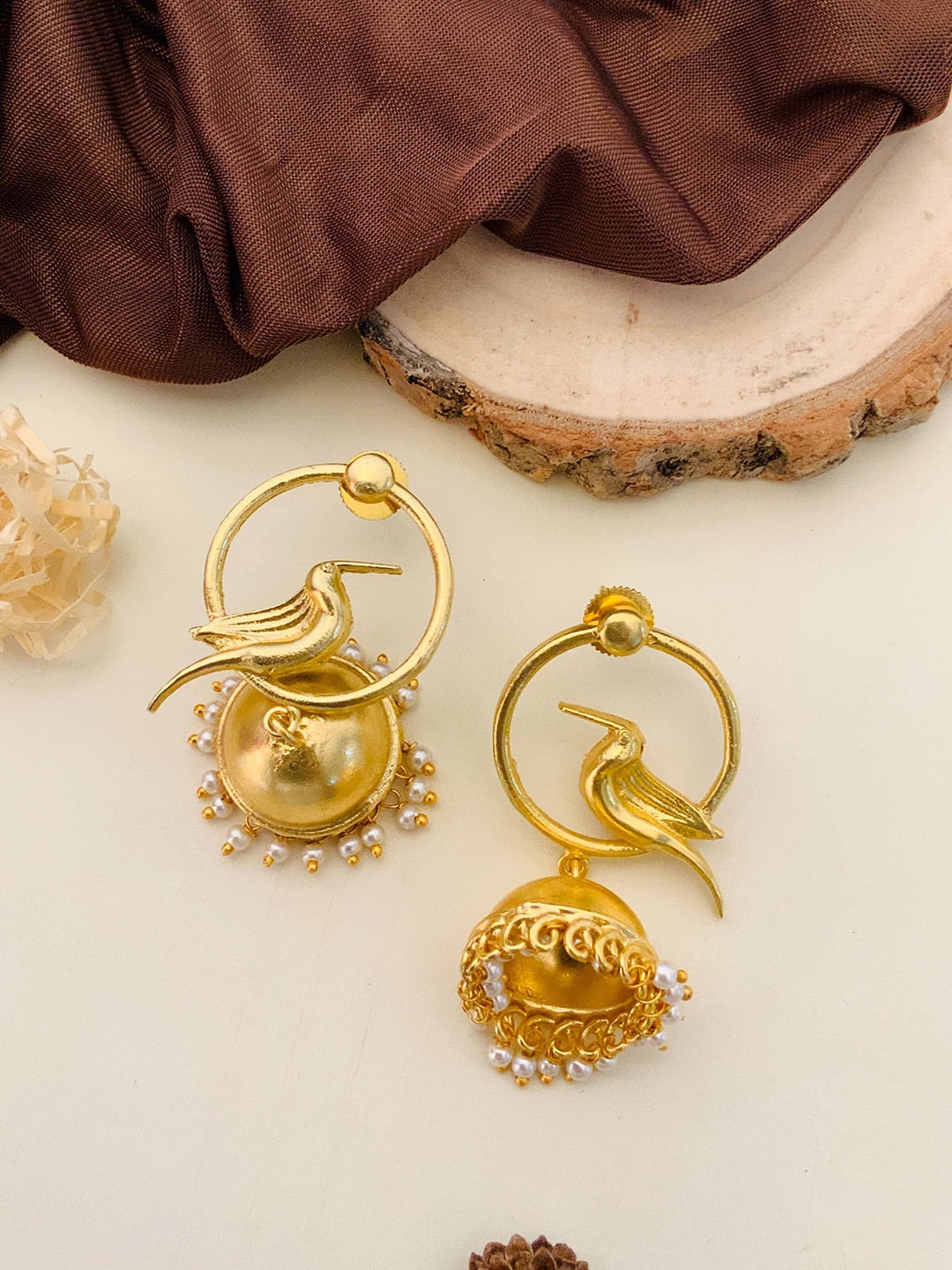 

ABDESIGNS Gold-Plated Beaded Classic Jhumkas