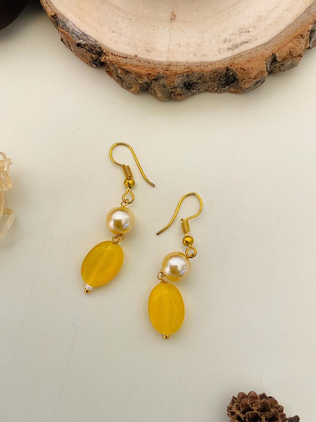 

ABDESIGNS Gold-Plated Beaded Classic Drop Earrings
